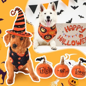 Bandanas d'Halloween effrayantes pour animaux de compagnie, imprimé personnalisé citrouille, fantôme, chauve-souris, foulard pour chien et chat, vente en gros, accessoires de fête et de déguisement - Product Image 2
