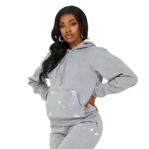 High Quality 2-Piece <b>Women's</b> Casual Tracksuit Jogger Set Customized Logo Hoodie <b>Pattern</b> Thick Cotton <b>Fleece</b> - Product Image 6