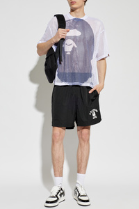 เสื้อยืดแขนสั้นลายพรางสีน้ำเงินแบบยูนิเซ็กซ์ พิมพ์ลายฉลาม ทรงโอเวอร์ไซส์ สตรีทแวร์ คอกลม ผ้าเจอร์ซีย์คอตตอน 100% ป้องกันรังสียูวี น้ำหนัก 320 กรัม โลโก้ด้านหน้า - Product Image 2
