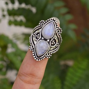 Bague en pierre de lune, argent sterling 925, faite à la main, bijou pour elle - Product Image 2