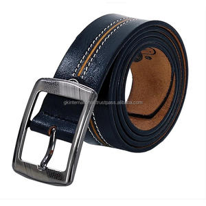 Ceinture décontractée élégante en cuir de vachette noir de créateur pour ceinture unisexe à boucle à une broche en laiton argenté massif - Product Image 3