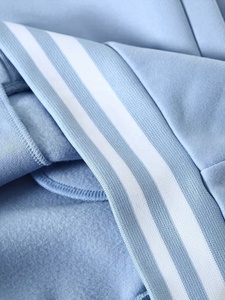 Veste universitaire unisexe bleu clair, color-block, doublure polaire, décontractée, coupe classique, col rabattu, fermeture boutonnée - Product Image 5
