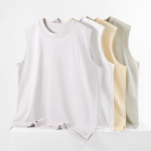 Men's Solid Color Sleeveless Tank Top O-<b>Neck</b> Knitted Breathable Casual Wear <b>Light</b> Green - Product Image 3