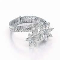 Bracelet Chaîne Tennis en Diamants de Laboratoire CVD VVS 2mm-6.5mm Or Blanc Glacé 15 Carats au Total Argent Sterling 925 pour Femme 125 Pièces