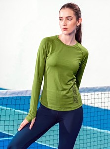 T-shirt de performance à manches longues pour femme, écologique, uni, séchage rapide, respirant, protection solaire, haut de sport pour le tennis et la pêche - Product Image 2