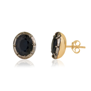 Productos en Oferta, Pendientes de Oro Amarillo de 14 Quilates con Zafiro Azul y Baño de Rodio Negro, con Piedra Preciosa Solitaria, para Nacidos en Septiembre - Product Image 3