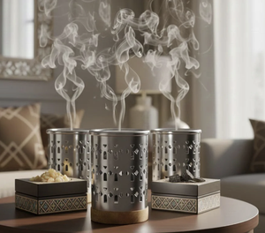 Luxury Metal <b>Incense</b> <b>Holder</b> with Elegant Cutwork Designer <b>Incense</b> Burner for Home Fragrance & Ramadan Decorative Bakhoor <b>Incense</b> - Product Image 2