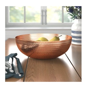 Hammered Design salad serving Stainless steel Metal Bowl Gold Ivory Color Salad Soup fruits handmade bowl - Product Image 3
