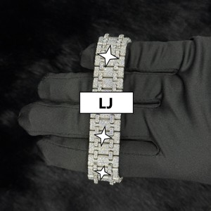 นาฬิกาอัตโนมัติระดับพรีเมียม ประดับเพชรโมอิสซาไนต์เต็มเรือน สายทองคำขาว สไตล์ฮิปฮอป คุณสมบัติแบบนาฬิกาดำน้ำ ผ่านการทดสอบคุณภาพเทียบเท่าเพชร - Product Image 2