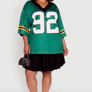 Maillot de football américain vert surdimensionné col en V en maille respirante streetwear logo personnalisé OEM marque privée fournisseur en gros USA - Product Image 3