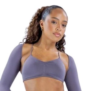Conjunto Deportivo para Mujer, Color Lavanda Morado, Manga Larga, Espalda Descubierta, Leggings a Juego, Alta Elasticidad, para Entrenamiento, Gimnasio, Yoga, Fitness - Product Image 4
