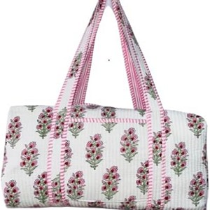 Sac de voyage et de shopping en coton matelassé léger, imprimé au bloc, fait main en Inde, de luxe, pour femmes, commandes en gros - Product Image 3