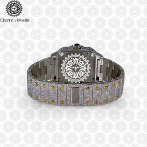 Charm Jewells Luxury Women's Square Stainless Steel <b>Watch</b> <b>Diamond</b> Encrusted Sapphire Crystal Analog Quartz Movement - Product Image 2