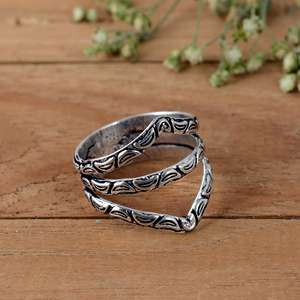 SHYAM JEWELRS Luxury 925 Sterling Silver Patterned Arthritis <b>Ring</b> Splint-V Shape <b>Adjustable</b> Swan Neck Support for PIP/DIP Joint - Product Image 2