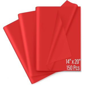 Confezione da 150 Fogli di Carta Velina Rossa 14 X 20 Pollici, Carta da Regalo per Natale e Confezioni Romantiche per San Valentino - Product Image 3