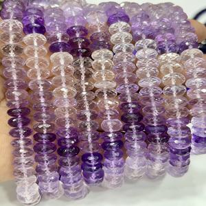 Cuentas de piedras preciosas Rondelle, cuarzo amatista rosa natural con tonalidades, facetadas, de 8 mm, hilo de 8 pulgadas - Product Image 1