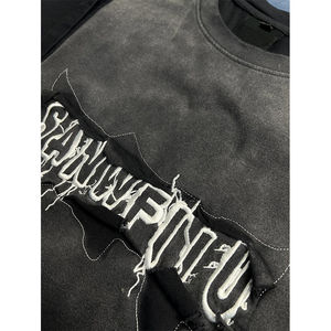 Camiseta Personalizada para Hombre, 100% Algodón, Lavado Degradado, Estilo Patchwork, Bordado, Estilo Urbano, Alta Calidad, Ecológica, Transpirable - OEM - Product Image 4