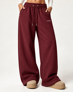 Pantalones Deportivos Anchos para Mujer F2WIN, Cintura Alta con Cordón, Corte Holgado, Largos, Color Sólido, Casuales, para Otoño, Venta al Por Mayor - Product Image 3