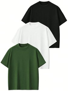 เสื้อยืดโอเวอร์ไซส์ทรงหลวม แบรนด์สตรีทแวร์ ผ้าคอตตอนคุณภาพสูง 250 กรัม ปักโลโก้ด้านหน้า สำหรับผู้ชาย ไหล่ตก - Product Image 1