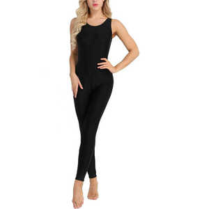 Women's Seamless Solid Color High Waist Full Length Yoga <b>Jumpsuit</b> Sleeveless Scoop Neck Activewear for Fitness <b>Workouts</b> - Product Image 4
