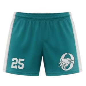 Pantalones Cortos de Lacrosse Unisex en Verde Azulado y Blanco, de Poliéster, Ajuste Atlético, Ropa Deportiva, Uniforme para Equipo Deportivo, Ropa de Entrenamiento - Product Image 1