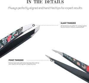 Ensemble de pinces à épiler pointues de précision, en acier à haute teneur en carbone durable, 11,5 cm, pour femmes et hommes, pour l'épilation des poils incarnés, outil de toilettage des sourcils - Product Image 2