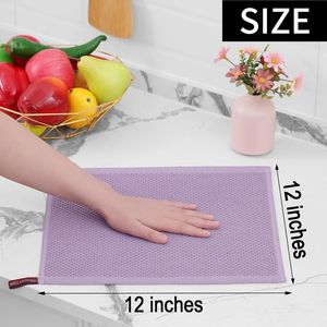 Paquete de 6 Paños de Cocina Ultra Suaves de Algodón 100% con Tejido Waffle, 12 x 12 Pulgadas, de Secado Rápido y Absorbentes, Color Lavanda - Product Image 6