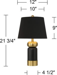 Wholesale Modern Black <b>Gold</b> <b>Table</b> Lamp Metal Body with Fabric Shade 21.75 Inch Small Accent Lamp for Bedroom <b>Bedside</b> Living Room - Product Image 3