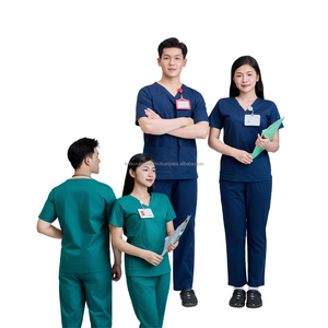 Uniformes de ropa de hospital al por mayor uniformes médicos suaves/elásticos hombres/mujeres enfermería manga corta Top médicos bata blanca-OEM/ODM - Product Image 2