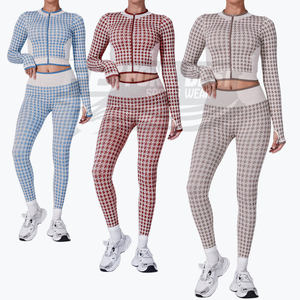 Ensemble 2 pièces pour femmes : Haut de sport côtelé respirant sans couture à taille haute élastique et Legging de yoga – Conception personnalisée OEM - Product Image 2