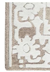 Tapis d'appoint texturé tufté à la main |   Tapis fait main en poils coupés blancs et en poils bouclés beiges pour la décoration moderne de la maison et du salon - Product Image 2