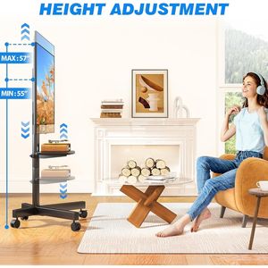 ขาตั้งทีวีแบบเคลื่อนย้ายได้ สำหรับทีวีจอแบน/โค้ง LCD LED ขนาด 23-60 นิ้ว รับน้ำหนักได้ถึง 88 ปอนด์ - Product Image 3