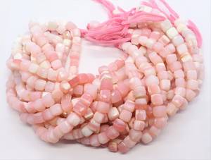 Cuentas facetadas de ópalo rosa natural de 8-9 mm, cuentas de ópalo rosa en forma de caja, cuentas de ópalo rosa de 8 pulgadas en forma de cubo 3D para la fabricación de joyería. - Product Image 6