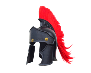 Casque romain authentique à plume rouge, réplique artisanale en métal pour reconstitutions historiques et collectionneurs - Product Image 2