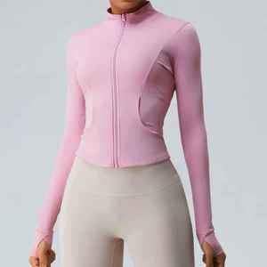 Women's Slim Fit Gym Fitness <b>Workout</b> Cropped Tops Long Sleeve Yoga Coat Zipper Design Sports Wear Running Yoga <b>Jacket</b> for Women - Product Image 5