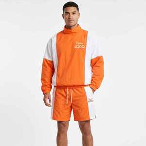 Custom Men's Waterproof Nylon Windbreaker <b>Jacket</b> & Shorts Set Zip Closure Reflective Features Screen Print Logo-Tracksuit - Product Image 6