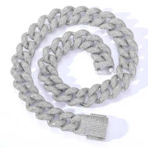 Colliers cubains de luxe en moissanite 20 mm, en argent 925, VVS, style hip-hop, chaîne cubaine Miami en moissanite - Product Image 4