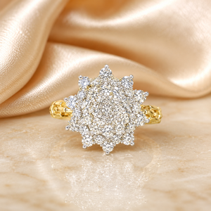 Premium 14K <b>Gold</b> Round Cluster <b>Ring</b> with Brilliant CZ Stones Wedding Engagement Jewelry for Women Buyers - Product Image 1