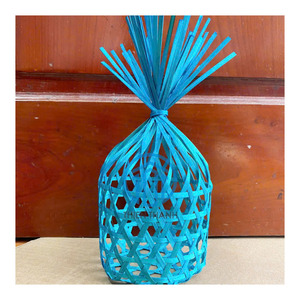 Yellow Ramadan <b>Treat</b> Basket Woven Bamboo Candy Presentation <b>Box</b> Decorative Eid Giveaway Packaging For Party Events Wholesale - Product Image 2