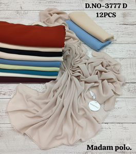 Conjunto de Pañuelos de Chifón Premium Madam Polo: Elegante Colección de Hijabs Multicolor de 12 Piezas, Ligeros, Suaves y Transpirables - Product Image 1