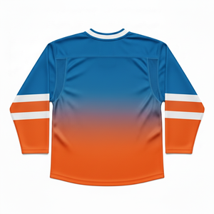 Jersey de Hockey Sublimado OEM, Transpirable, de Malla, Naranja y Azul, con Logotipo Personalizado, Uniforme de Hockey sobre Hielo para Equipo - Product Image 2