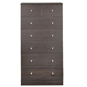 Armadietto con 5+2 Cassetti e Maniglie Oro Opaco, in Truciolato Marrone con Finitura Melaminica Testurizzata, 66*40*131cm - Product Image 3