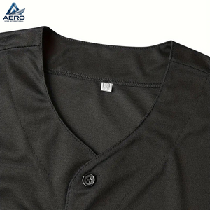 Jersey Deportivo de Béisbol con Bordado de Letras y Estampado por Sublimación en Color Negro, Diseño Clásico, Transpirable, de Manga Corta - Product Image 5