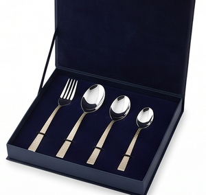 Ensemble de couverts modernes en argent avec poignées à motifs, compatibles lave-vaisselle, parfait pour les mariages ou la table à manger - Product Image 6