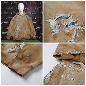Sudadera con Capucha Tie-Dye de Alta Calidad, Oversize, de Algodón Tejido, Casual, para Otoño, con Bolsillo, Corte Regular, Lavado Ácido - Product Image 4