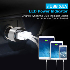 Caricabatterie da auto USB 1Pc 30W 5.5A con 3 porte compatibili con telefoni IOS 16 15 14 e più - Product Image 2