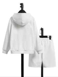 New Fashion Men Autumn Vintage 100% Cotton Custom Made Two-Piece Hoodie Shorts <b>Set</b> Casual Quick Dry Custom Logo - Product Image 6