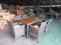 Ensemble de table à manger moderne de luxe, 1 table et 6 chaises, en rotin tressé, en MDF, non empilable, meubles de maison pour villas