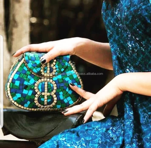 La mejor oferta al por mayor, bolso de mano de noche de diseñador hecho a mano para mujer, bolso de novia con mosaico de Metal con patrón de piedra, PRECIO MÁS BAJO - Product Image 6