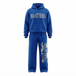 Ensemble survêtement personnalisé pour femme : sweat à capuche bleu oversize et pantalon de jogging large – Fabricant OEM/ODM en gros - Product Image 3